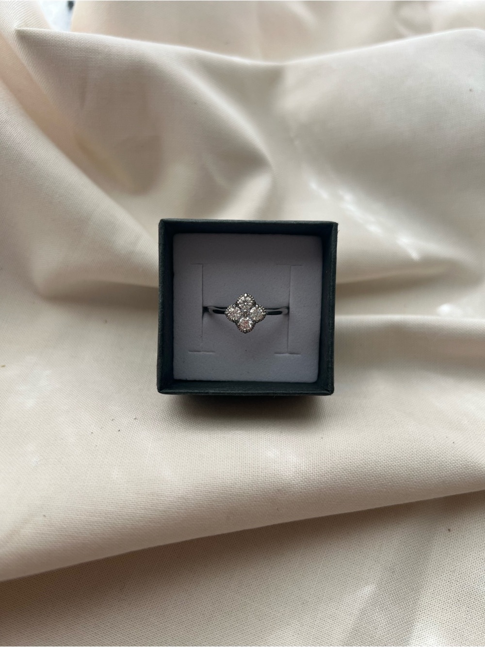 Sterling Silver clover diamond ring